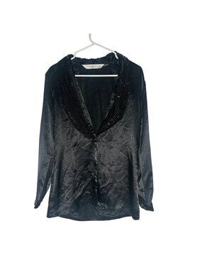 Victoria's Secret Vintage Black Sequin Collar Jacket Women's Size Small in EUC!